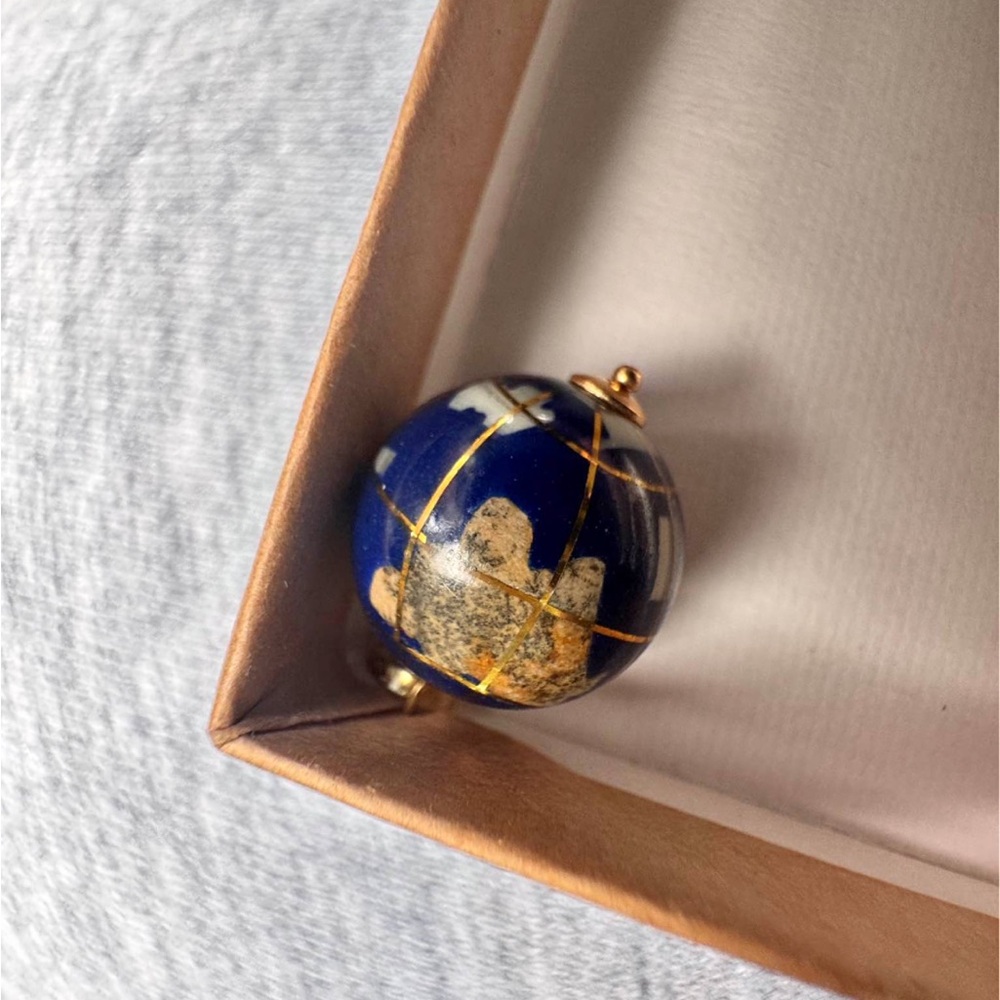 18k Gold and Blue Lapis Globe Pendant
